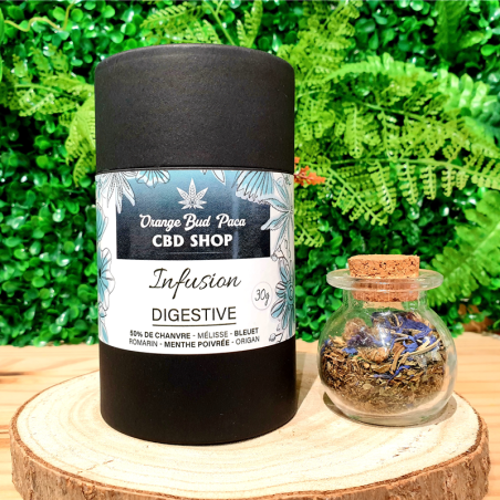 DIGESTIVE INFUSION TISANE 50%  CBD CHANVRE QUALITE PREMIUM ORANGE BUD PACA CBD & CRD SHOP 84100