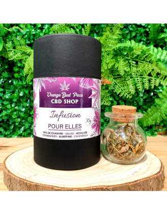 POUR ELLES INFUSION TISANE 50%  CBD CHANVRE QUALITE PREMIUM ORANGE BUD PACA CBD & CRD SHOP 84100